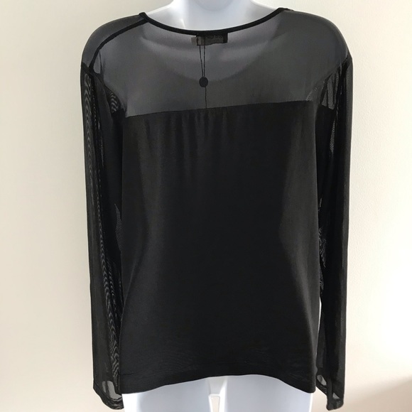 NWOT Red Coral Black Sheer Décolleté and Long Sleeves Blouse Top Plus Size - Picture 11 of 16